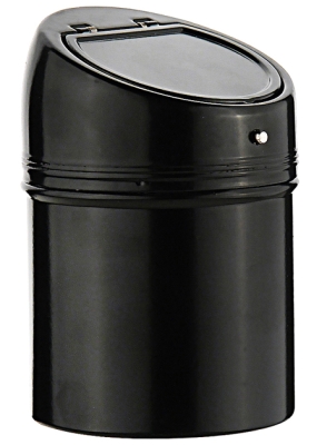 Пепельница S.Quire круглая c откидной крышкой, сталь, покрытие никель и черная краска, черный, 67 мм, черный