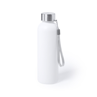 Бутылка для воды GLITER с ланъярдом, антибактериальный пластик, 600 мл, 21,2х6,5 см, белый, антибактериальный пластик (полиэтилен)
