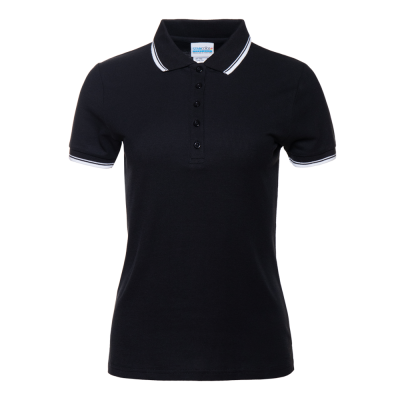 Рубашка поло женская STAN с окантовкой хлопок/полиэстер 185, 04BK, Чёрный, 185 гр/м2, хлопок