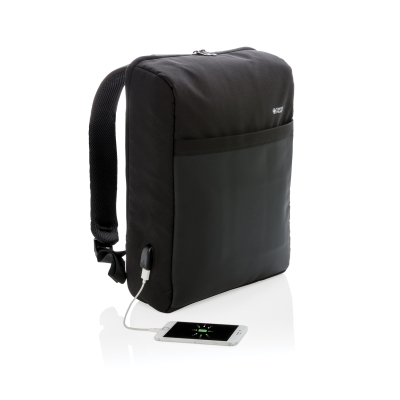 Антикражный рюкзак Swiss Peak 15"  с RFID защитой и разъемом USB, черный, полиэстер; polyurethane