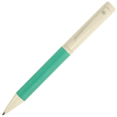 PROVENCE, ручка шариковая, хром/зеленый, металл, PU, голубой, латунь, pu