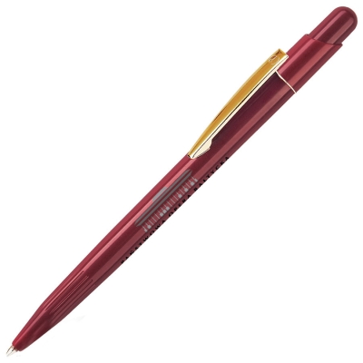 MIR, ручка шариковая с золотистым клипом, бордо, пластик/металл, бордовый, золотистый, пластик, метал