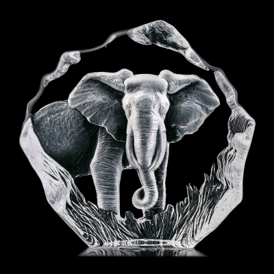 Скульптура "Слон", прозрачный, хрусталь