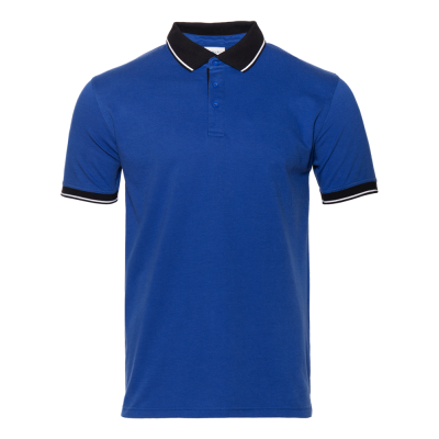 Рубашка поло  мужская STAN с контрастными деталями хлопок/полиэстер 185, 04С, Синий/Чёрный, синий, 185 гр/м2, хлопок