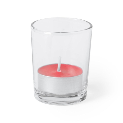 Свеча PERSY ароматизированная (клубника), 6,3х5см, воск, стекло, красный, стекло, воск