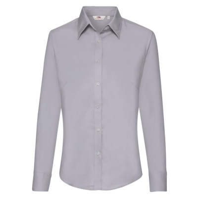 Рубашка "Lady-Fit Long Sleeve Oxford Shirt", светло-серый_L, 70% х/б, 30% п/э, 135 г/м2, серый, хлопок 70%, полиэстер 30%, плотность 135 г/м2