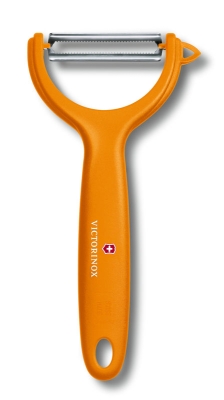 Нож для чистки томатов и киви VICTORINOX, двусторонее зубчатое лезвие, оранжевая рукоять, оранжевый, пластик