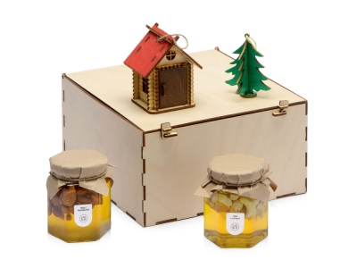 Подарочный набор «Decoration Deluxe» с двумя видами меда, натуральный, дерево