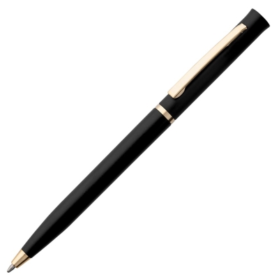 Ручка шариковая Euro Gold, черная, черный, пластик; металл