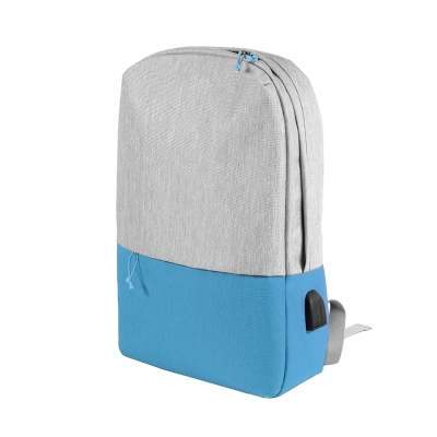 Рюкзак "Beam light", св.серый/голубой, 44х30х10 см, ткань верха: 100% поли-д, под-ка: 100% пол-тер, светло-серый, голубой, пластик