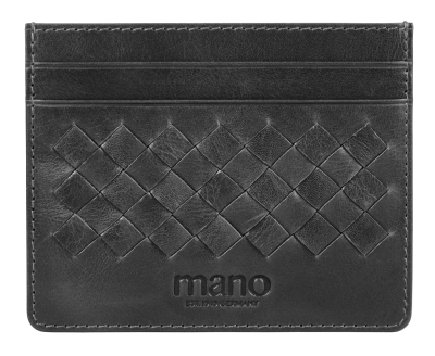 Портмоне для кредитных карт Mano "Don Luca", натуральная кожа в черном цвете, 10,3 х 8,3 см, черный