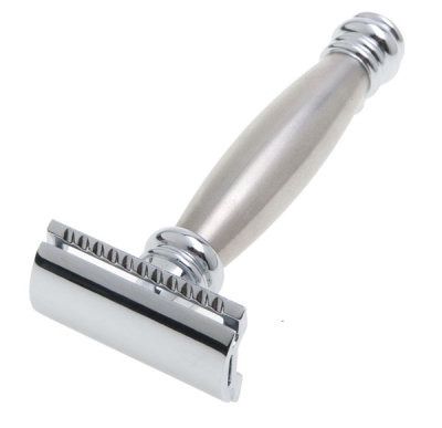 Станок Т- образный для бритья MERKUR хромированный, с удлиненной ручкой, лезвие в комплекте (1 шт), серебристый