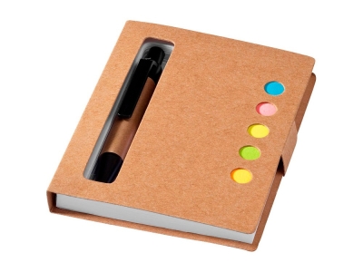 Набор стикеров «Expose» с ручкой и блокнотом А7, натуральный, картон