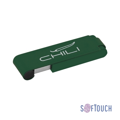 Флеш-карта "Case" 8GB, покрытие soft touch, зеленый, металл/soft touch