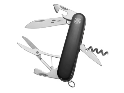 Нож перочинный, 90 мм, 11 функций, черный, серебристый, пластик, металл