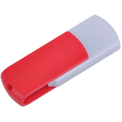 USB flash-карта "Easy" (8Гб), белая с красным, 5,7х1,9х1см, пластик, белый, красный, пластик