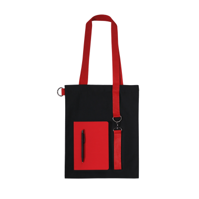 Набор Bplanner casual (чёрный с красным), чёрный с красным, металл, бумага, саржа, экокожа soft-touch