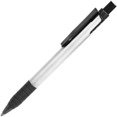 TOWER, ручка шариковая с грипом, серый/черный, металл/прорезиненная поверхность, серый, черный, металл, пластик, прорезиненная поверхность