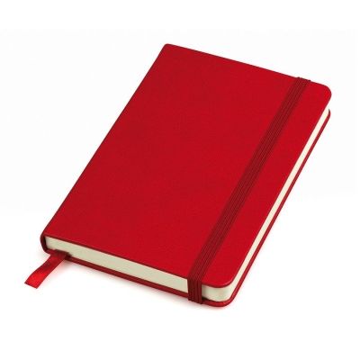 Бизнес-блокнот "Casual", 115 × 160 мм,  красный, твердая обложка, резинка 7 мм, блок-клетка, красный, velvet, искусственная термоактивная кожа