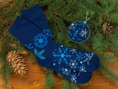 Носки в шаре "Снежинка" мужские, синий, полиэстер