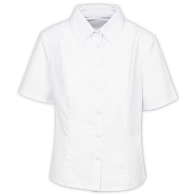 Рубашка женская с коротким рукавом Collar, белая, белый, плотность 120 г/м², хлопок 35%; полиэстер 65%