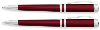Набор FranklinCovey Freemont: шариковая ручка и карандаш 0.9мм. Цвет - красный., красный, латунь, нержавеющая сталь