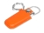 USB 2.0- флешка на 16 Гб в массивном корпусе с кожаным чехлом, оранжевый, серебристый, кожа