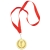 Медаль наградная на ленте "Золото"; 48 см., D=5см.; текстиль, латунь; лазерная гравировка, шелкограф, красный, золотистый, текстиль, металл