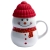 Кружка SNOWMAN с крышкой, белый с красным, 380мл, фарфор, силикон, белый, красный, фарфор, силикон