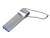 USB 2.0-флешка на 512 Мбайт с мини чипом и боковым отверстием для цепочки, серебристый, металл