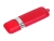 USB 2.0- флешка на 8 Гб классической прямоугольной формы, красный, серебристый, кожа