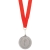 Медаль наградная на ленте "Серебро"; 48 см., D=5см.; текстиль, металл; лазерная гравировка, шелкогра, красный, серебристый, текстиль, металл