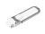 USB 2.0- флешка на 4 Гб с массивным классическим корпусом, белый, серебристый, кожа