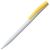 Ручка шариковая Pin, белая с желтым, белый, желтый, пластик