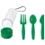 Набор "Pocket":ложка, вилка, нож в футляре с карабином, зеленый, 4,2х15см, пластик, зеленый, пластик