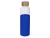 Стеклянная бутылка для воды в силиконовом чехле «Refine», синий, прозрачный