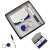 Набор: авторучка, брелок и визитница; синий с белым; 16х16 см; металл; лазерная гравировка, тампопеч