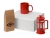 Подарочный набор с чаем, кружкой и френч-прессом «Чаепитие», красный, прозрачный, пластик, стекло, керамика
