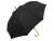 Зонт-трость «Okobrella» с деревянной ручкой и куполом из переработанного пластика, черный, полиэстер, пластик