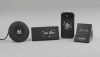Bluetooth колонка-подставка "Rock" 3Вт с беспроводным зарядным устройством и подсветкой логотипа, черный, пластик