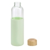 Бутылка для воды Dakar, прозрачная с зеленым, зеленый, прозрачный, корпус - боросиликатное стекло; крышка - бамбук; чехол - силикон