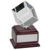 Стела "Куб вращающийся"; 8.5х9.2х14.8 см; стекло, дерево; лазерная гравировка, коричневый