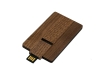 USB 2.0- флешка на 64 Гб в виде деревянной карточки с выдвижным механизмом, коричневый, дерево