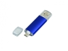 USB 2.0/micro USB- флешка на 16 Гб, синий, металл
