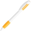 X-5, ручка шариковая, желтый/белый, пластик, белый, желтый, пластик, прорезиненная поверхность