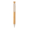 Бамбуковая ручка с клипом из пшеничной соломы, белый, бамбук; волокно пшеничной соломы