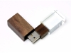 USB 2.0- флешка на 16 Гб прямоугольной формы, коричневый, прозрачный, дерево, стекло