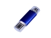 USB 2.0/micro USB/Type-C- флешка на 64 Гб, синий, металл