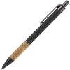 Ручка шариковая Cork, черная, черный, корпус - металл; покрытие софт-тач; грип - пробка; носик, кнопка и клип - пластик