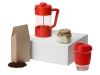 Подарочный набор «Бодрое утро», красный, серый, прозрачный, пластик, картон, бумага, стекло, силикон
